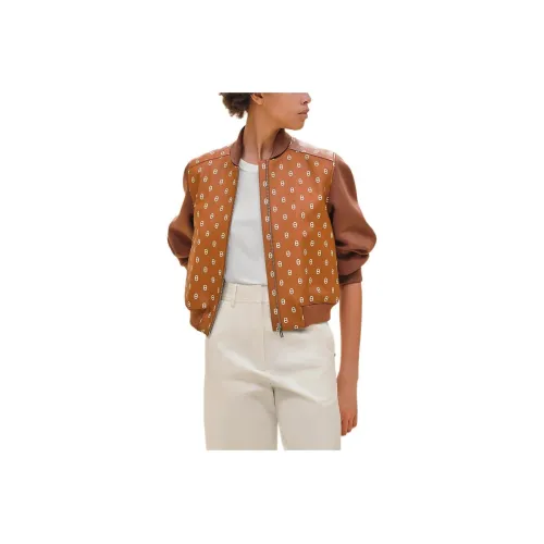 HERMES Кожа Куртка Женская Коричневая