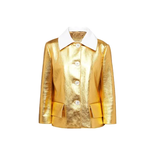 PRADA Золотой Женские Кожаные Куртки