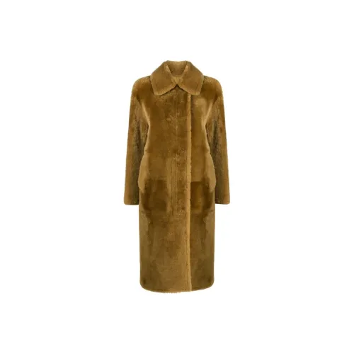 Yves Salomon Пальто Женское Верблюжий Коричневый