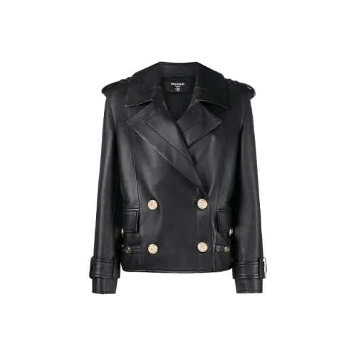 BALMAIN Черные Женские Кожаные Куртки