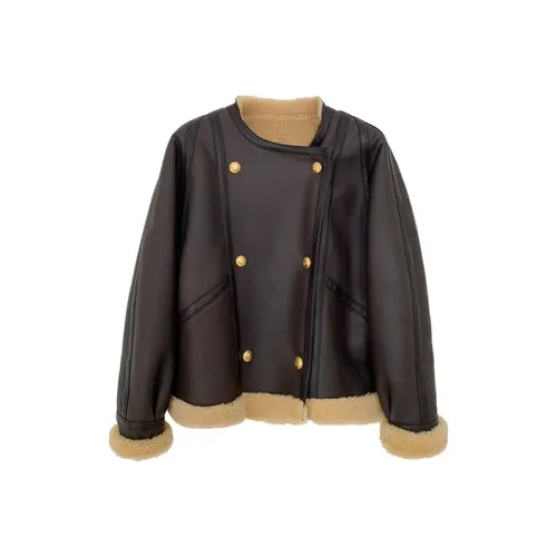 Coco Limited Черно-коричневые Женские Кожаные Куртки