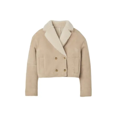 Sandro Cropped Coat Women's Beige Yellow Сандро Укороченное Пальто Женское Бежево-Желтое