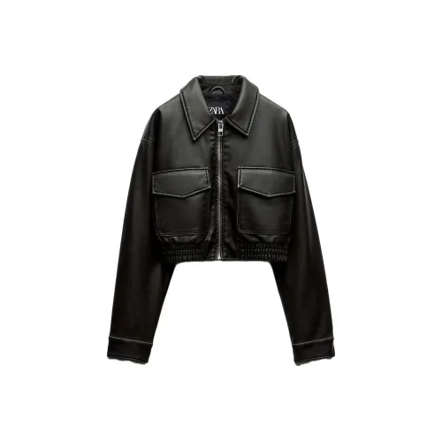 ZARA Темно-серое женское короткое пальто