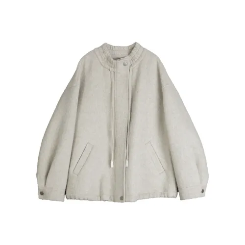 ELLE Шерстяное пальто женское светло-серое