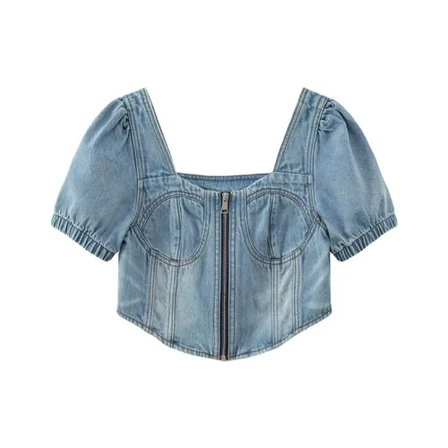 CHUU Джинсовый синий Женское короткое пальто