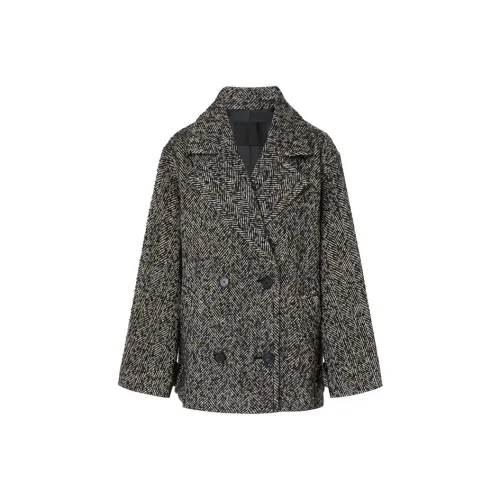 MOCO Пальто Женское Черный Белый Смешанный Цвет