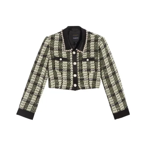 BEBE Бело-зеленое женское короткое пальто