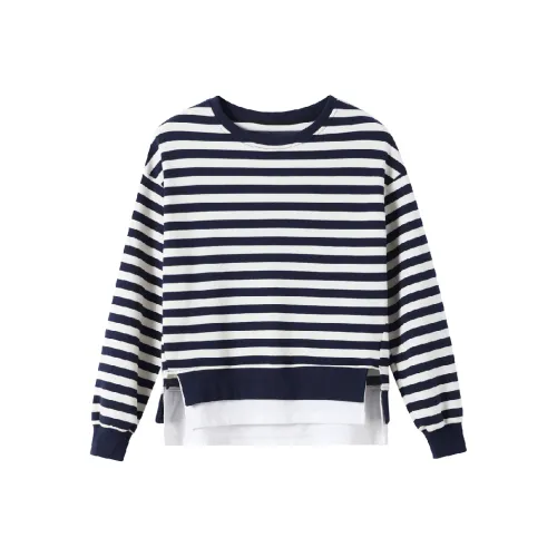 Huagaa Темно-синий Полосы Женские Свитшоты