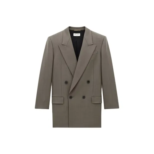 SAINT LAURENT FW24 Бизнес-костюм Пальто Женское Глина