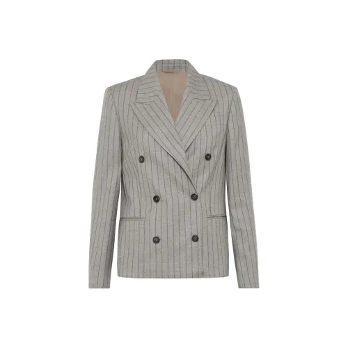 BRUNELLO CUCINELLI SS24 Бизнес-костюм Пальто Женское Тауповый