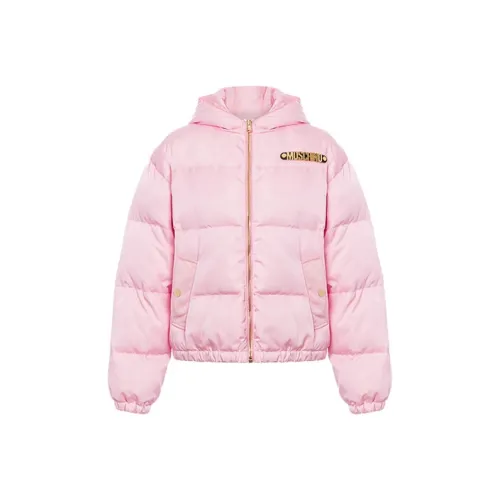 MOSCHINO FW21 Буква С капюшоном Свободный крой Пуховая куртка Женская Розовая