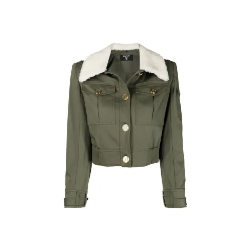 BALMAIN Cropped Coat Women's Green BALMAIN Укороченное пальто женское зеленое