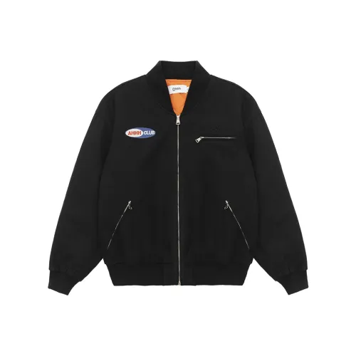 Ahhhing Letter Loose Fit Cotton Down Jacket Unisex Black Ahhhing Буква Свободный крой Пуховая куртка Унисекс Черный