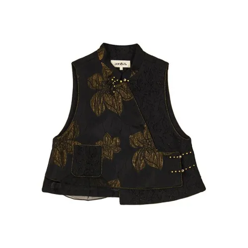 Gichugure Жилет Женские Черный Золото