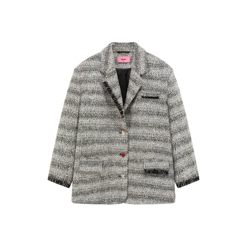 CHUU Черно-белое полосатое женское пальто