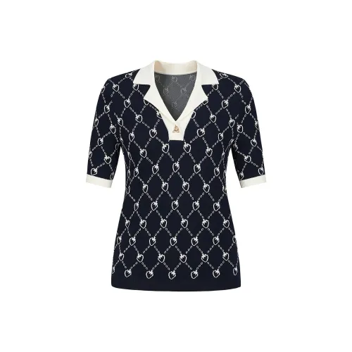 JZ. ANNAKRO Трикотаж Женский Цветочный Темно-Синий