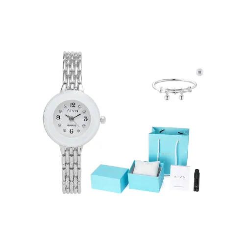 AIVN Все Over Ромб Гипсофила Кварцевый механизм Сплав Ремешок Часы Женские Белый Циферблат