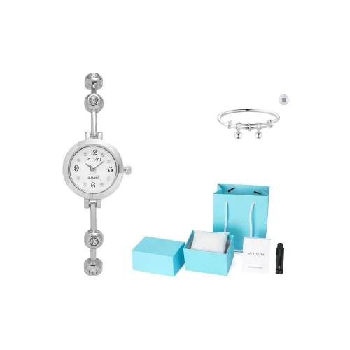 AIVN Элегантность Премиум Минималистский стиль Стразы Украшенный Маленький Круглый Часы Кварцевый Механизм Сплав Ремешок