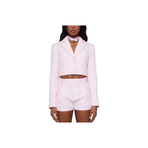 Dolls Kill Sugar Thrillz Пава Glamour Укороченный Блейзер Бизнес Костюм Женский Розовый Розовый