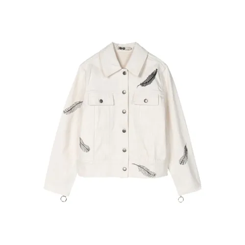 JI CHENG Деним Куртка Женская Белая