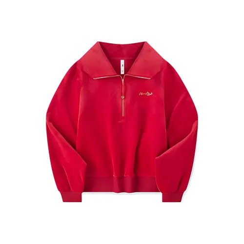 QIAODAN Sports Life Collection Винтаж Настоящий красный Женские Свитшоты