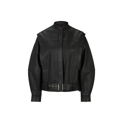 Hugo Boss FW23 Кожа Куртка Женская Черная