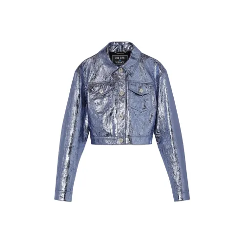 VERSACE Фиолетовые Женские Кожаные Куртки