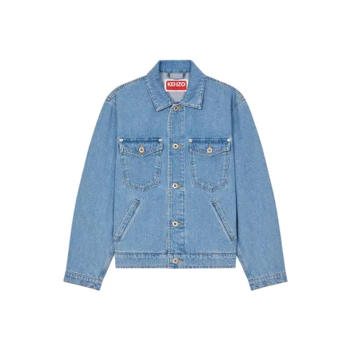 KENZO SS24 Denim Jacket Women's Stone Drift White Blue KENZO SS24 Деним Куртка Женская Камень Drift Белый Синий