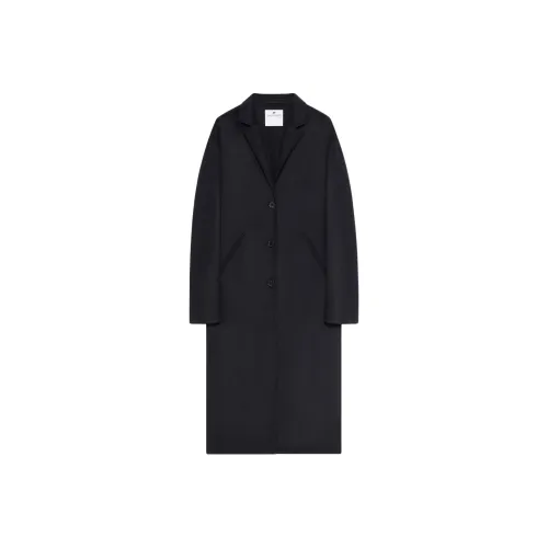 COURREGES FW24 Длинное Двойное Лицо COCOON Пальто Женское Черное Черное