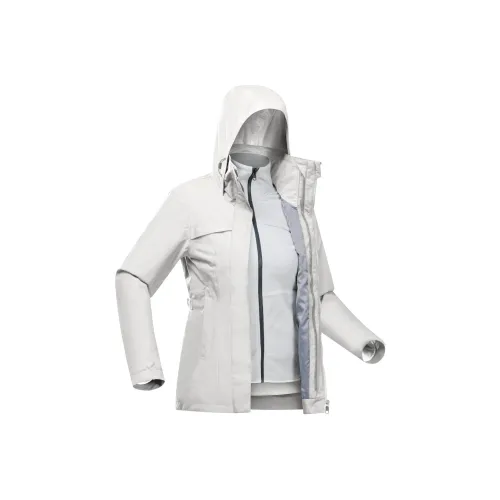 DECATHLON Водонепроницаемый и Ветрозащитный для сохранения тепла Ветровка Женская Каменно-серый Светло-дымчатый серый