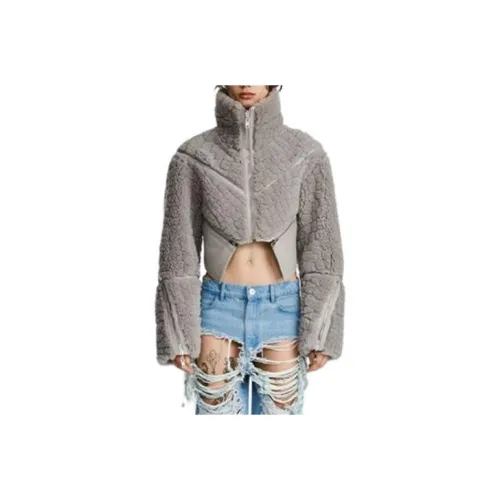 DION LEE FW23 Cropped Coat Women's Metallic Gray DION LEE FW23 Укороченное пальто женское металлический серый