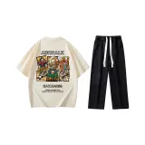 Комплект одежды (Светлый абрикос с коротким рукавом + Черные джинсы)