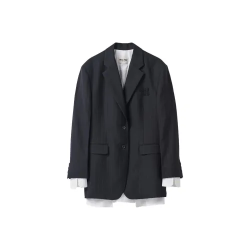 MIU MIU FW23 Бизнес-костюм Пальто Женское Морской синий