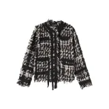 Стиль Chanel, кисточка, хлопок, пальто