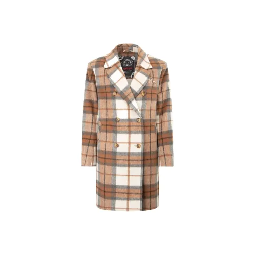 EVISU Кофейная клетка Женское пальто