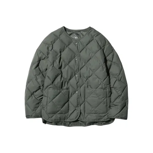 UNIQLO Хлопковый пуховик женский темно-оливковый