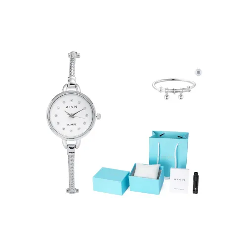 AIVN Яркий и Блестящий Браслет Кварцевый Механизм Сплав Ремешок Часы Женские Часы Белый Циферблат