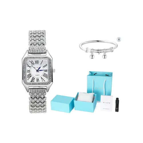 AIVN Rhinestone Embellished Кварцевый механизм Сплав Ремешок Часы Женские часы Серебристый циферблат