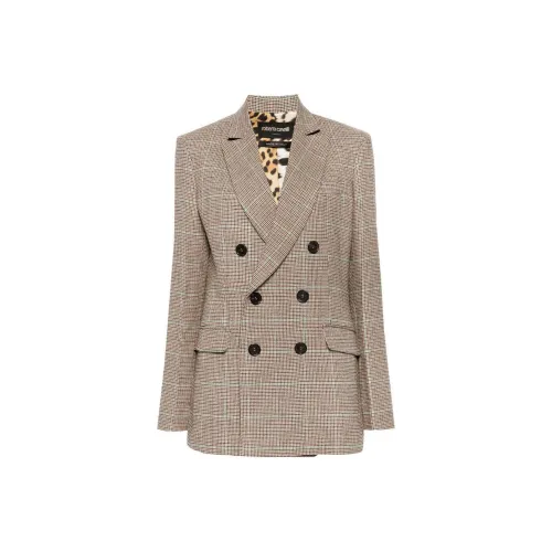 Roberto Cavalli SS24 Бизнес Костюм Пальто Женское Бежевое