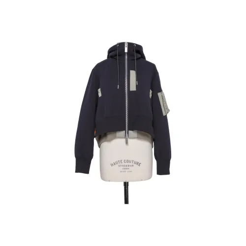 Sacai Хлопковый пуховик женский морской синий