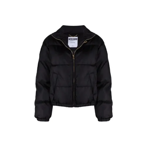 MOSCHINO FW21 Буква Однотонный Отложной воротник Свободный крой Пуховая куртка Женская Черная