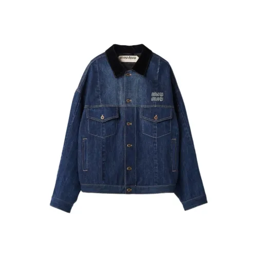 MIU MIU SS24 Denim Jacket Women's Navy Blue