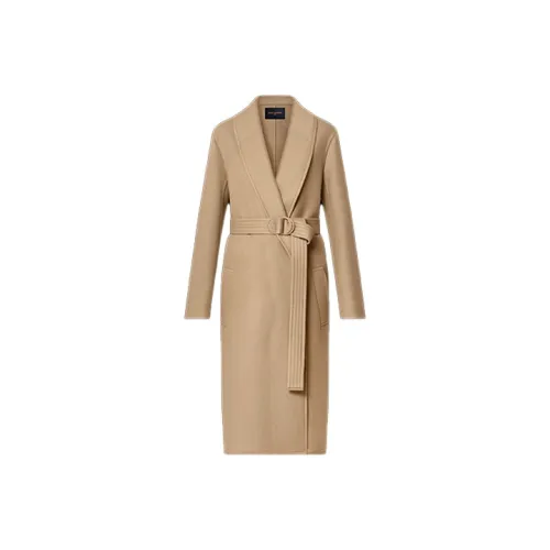 LOUIS VUITTON Новые ежеквартальные продукты LV Бархат Feel Пальто Женские КАМЕЛ