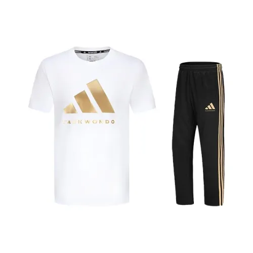 Adidas Taekwondo Повседневная Спортивная Одежда Унисекс Комплект Белое Золото + Черное Золото