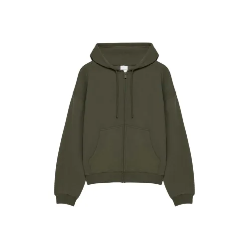 ARITZIA Sweatfleece Cozy Флис Mega Спущенное плечо Толстовка с молнией Толстовка Женская Темно-оливковый Темно-оливковый