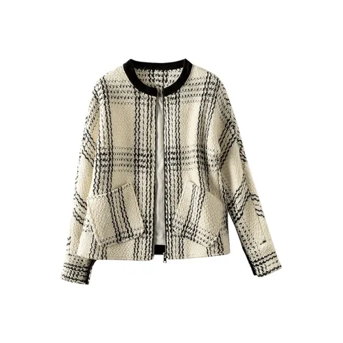 Cypress House Cropped Jacket Женская Белая Подкладочная ткань Черная Клетка