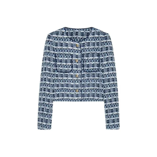 DKNY Cropped Coat Women's Blue Plaid DKNY Укороченное пальто женское синяя клетка