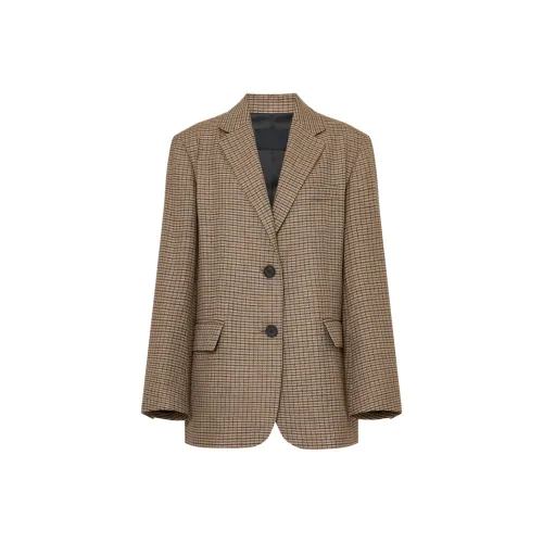 MOCO Бизнес-костюм женский серый коричневый клетка