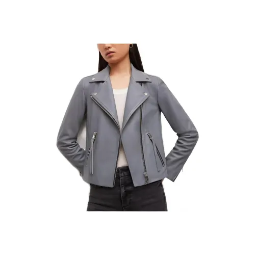 ALLSAINTS Серый Стальной Женские Кожаные Куртки