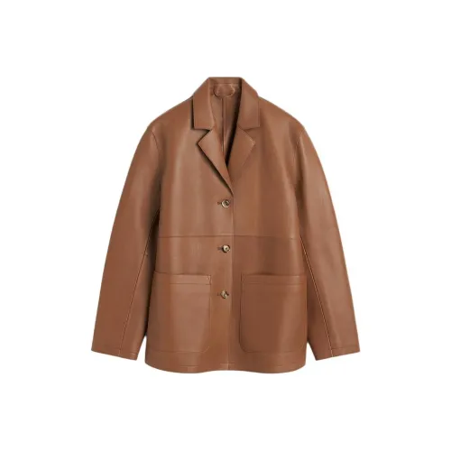 TOTEME SS24 Кожа Куртка Женская Коричневая